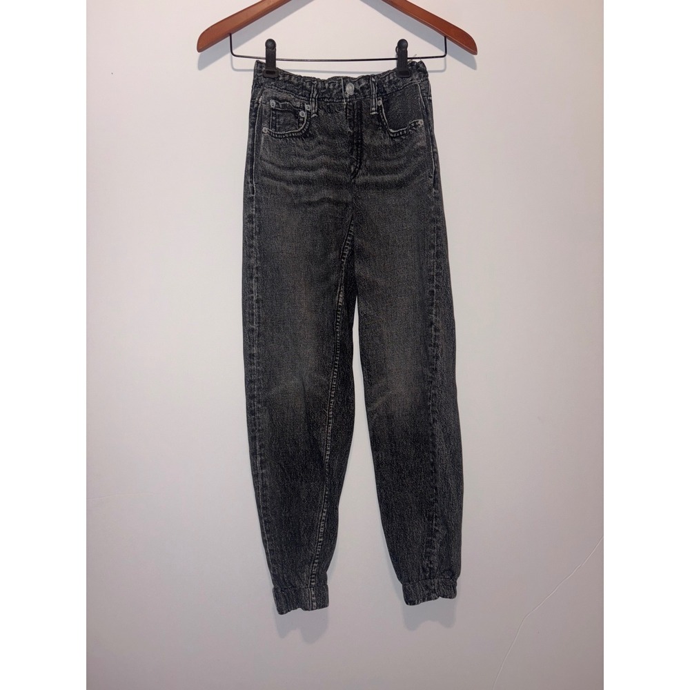 Rag & Bone Miramar Joggers Denim Print High Rise Terry Sweatpants Acid Wash